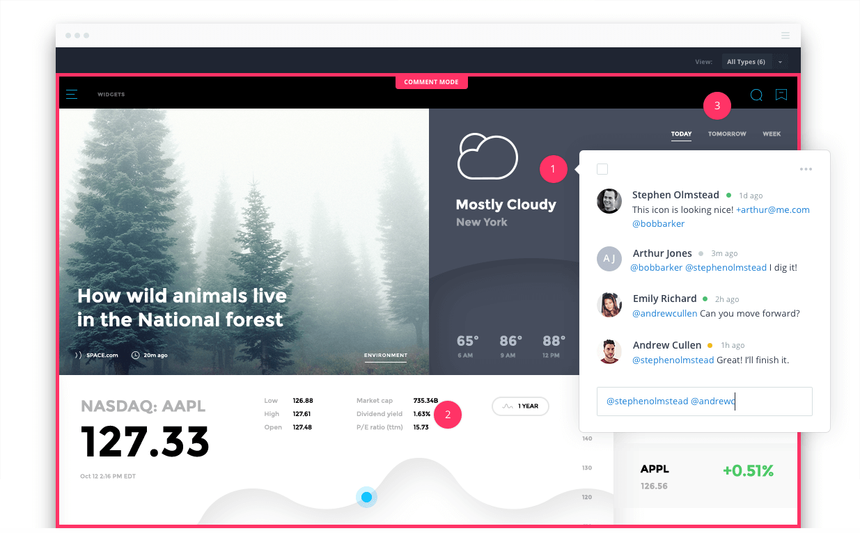 Invision app interface