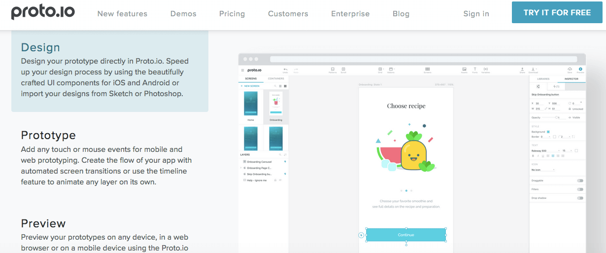Prototyping in Proto.io